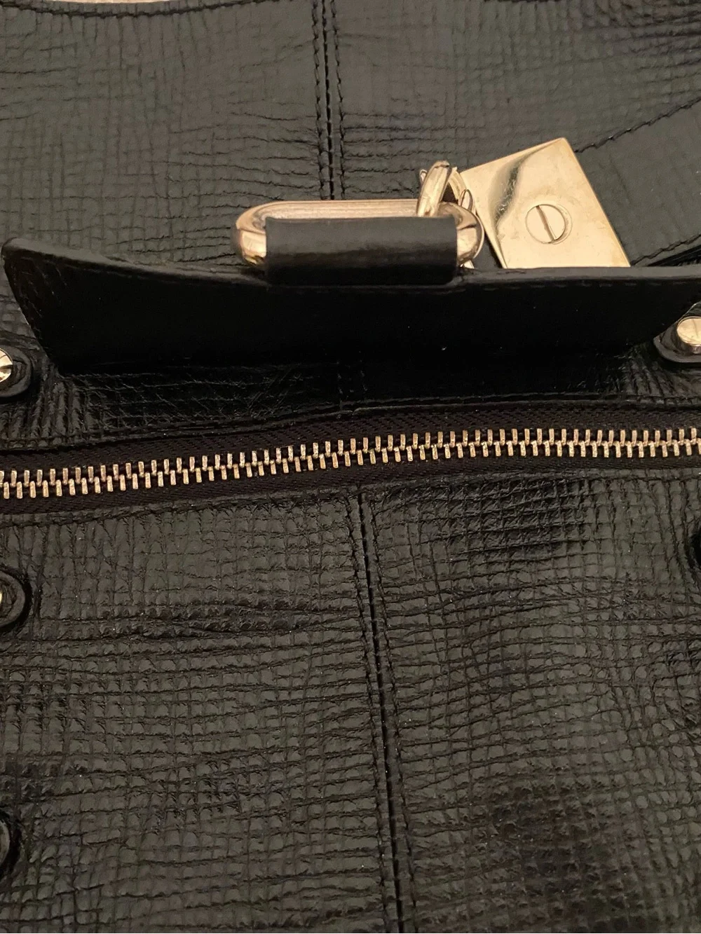 Jimmy Choo Black Shoulder Hobo Bag with Gold Accents